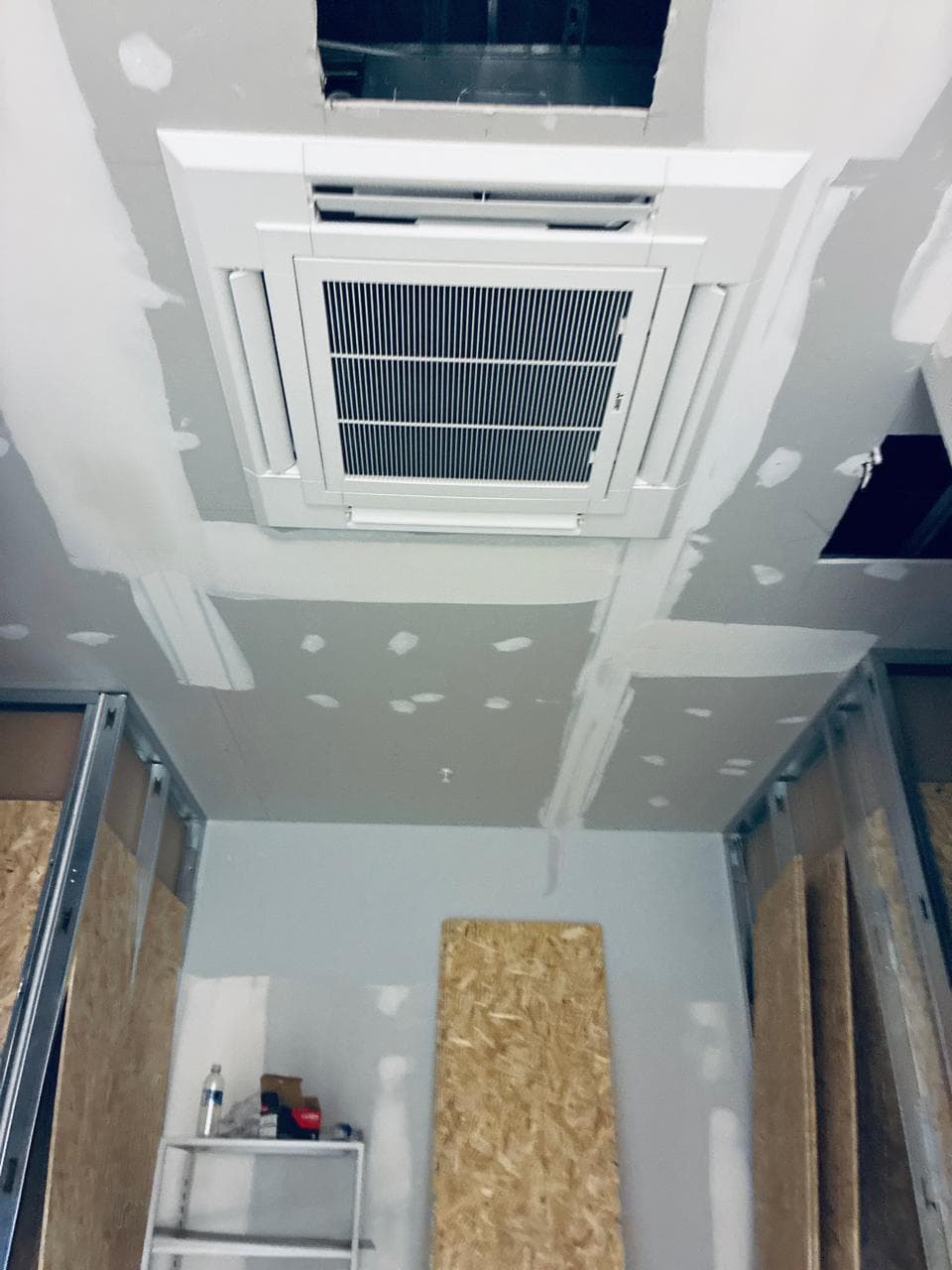 Air conditioning cassette unit installed during a fit-out